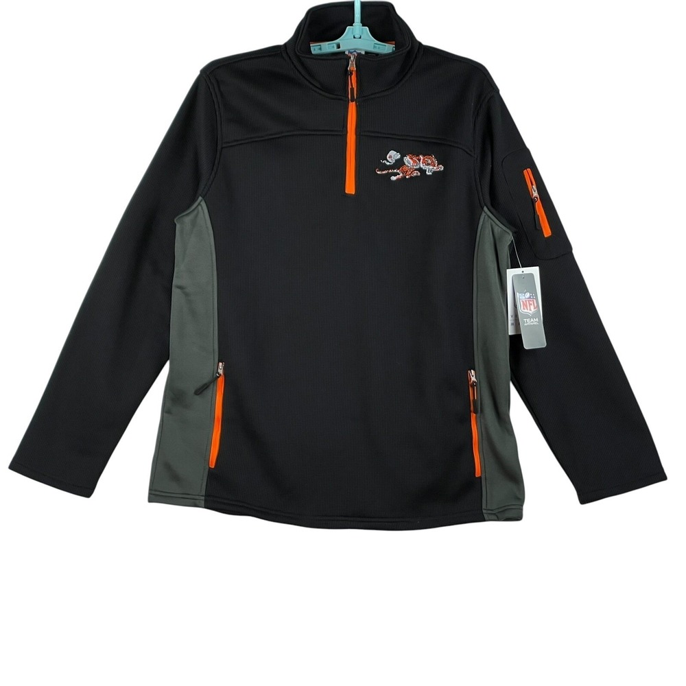 NFL Team Apparel Men Black Cincinnati Bengals Football Pullover Jacket Large NWT
